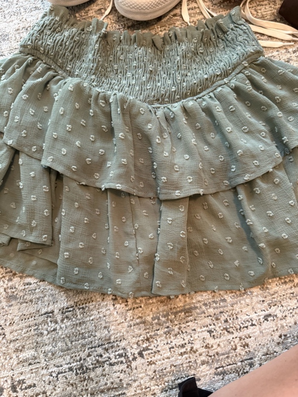 Altar'd State Olive Textured Crinkle Blouse